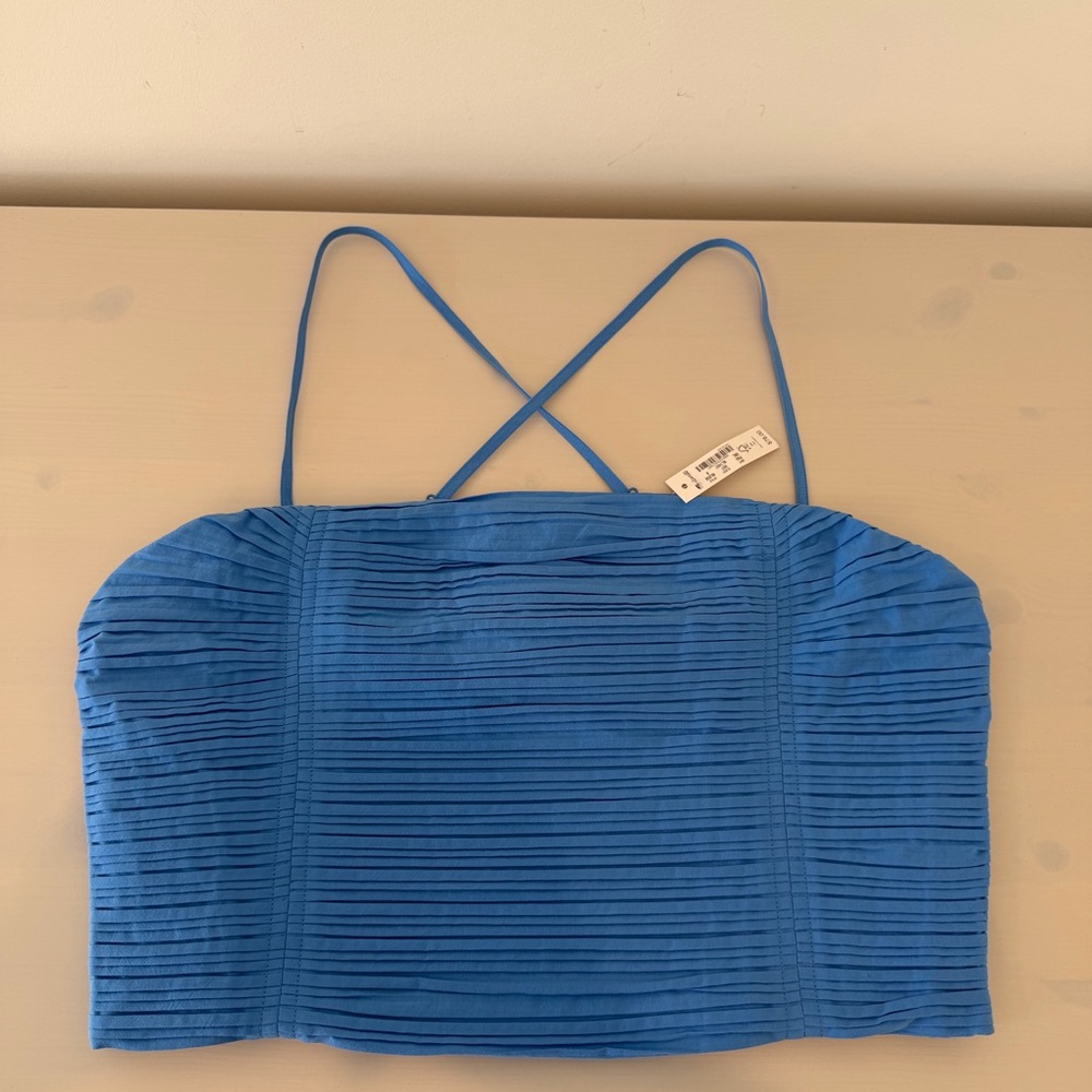 NWT Madewell 100%Cotton Blue Poplin Crop Top Size 8